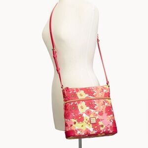 Dooney Bourke Leather Somerset Pink & Yellow Watercolor‎ Adjustable Crossbody